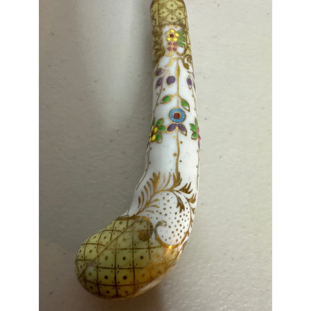 VTG Cake Breaker Server England Stainless Blade Floral Porcelain Handle 10.5in